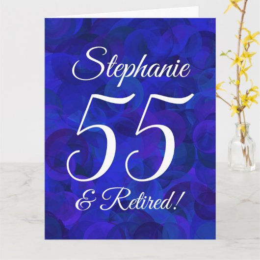 Grote Royal Blue 55 en gepensioneerde Happy Retire Kaart (Gele Bloem)