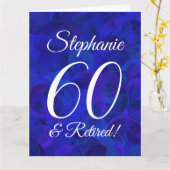 Grote Royal Blue 60 en gepensioneerde Happy Retire Kaart (Gele Bloem)