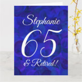 Grote Royal Blue 65 en gepensioneerde Happy Retire Kaart (Gele Bloem)