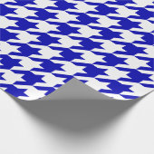 Grote Royal Blue en White Houndstooth Cadeaupapier (Hoek)