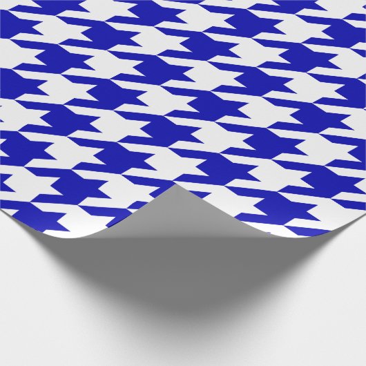 Grote Royal Blue en White Houndstooth Cadeaupapier (Hoek)