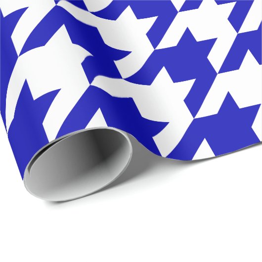 Grote Royal Blue en White Houndstooth Cadeaupapier (Rol Hoek)
