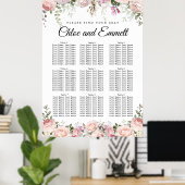 Grote roze 9-tafel bruiloft-zeepbel poster (Thuiskantoor)