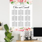 Grote roze 9-tafel bruiloft-zeepbel poster (Thuiskantoor)