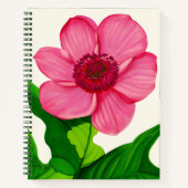 Grote roze anemoon met groen blad Journal Notitieboek (Voorkant)