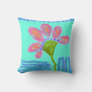 Grote Roze Bloem Abstracte Kunst Decoratief Kussen