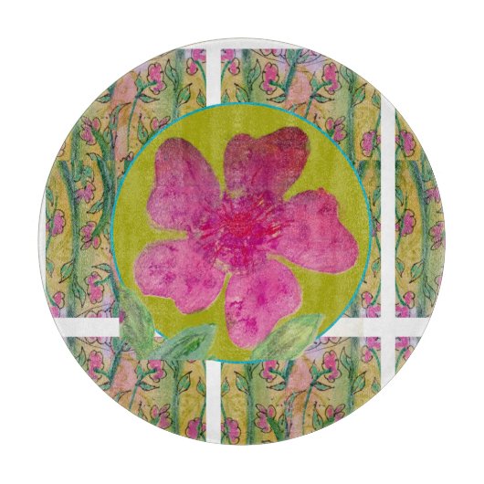 Grote Roze Bloem Snijplank (Voorkant)