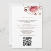 Grote Roze Bloemen Bruiloft Kaart (Achterkant)