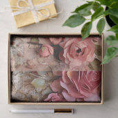 Grote  Roze Bloemen Collage Decoupage Tissuepapier (Geschenk)