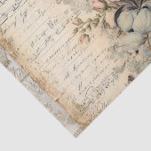 Grote Roze Bloemen en Knoppen Vlinder Script Tissuepapier (Detail)