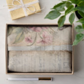 Grote Roze Bloemen en Knoppen Vlinder Script Tissuepapier (Geschenk)