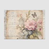Grote roze bloemen en knoppen vlinderscript tissuepapier (Voorkant)