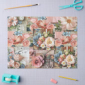 Grote Roze  Bloemen Ephemera Collage Tissuepapier (Craft)