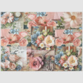 Grote Roze  Bloemen Ephemera Collage Tissuepapier (Voorkant)