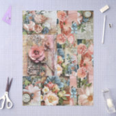 Grote Roze  Bloemen Ephemera Collage Tissuepapier (Craft)