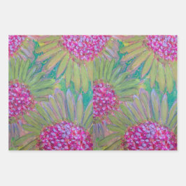 Grote roze bloemen inpakpapier vel