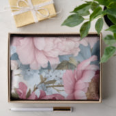Grote roze bloemen met delicate blauwe tissuepapier (Geschenk)
