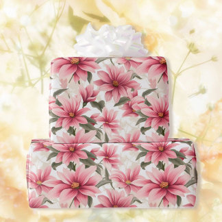 Grote Roze Bloemen Vrijgezellenfeest Bloemen Giftw Cadeaupapier