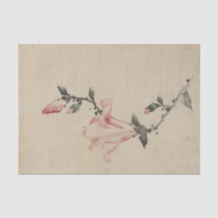 Grote roze bloesem op een steel van Hokusai Tissuepapier