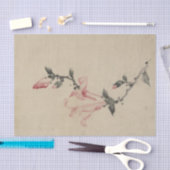 Grote roze bloesem op een stok van Hokusai Tissuepapier (Craft)