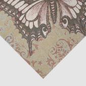 Grote Roze Bruine Vlinder op Victoriaans Rollen Tissuepapier (Detail)