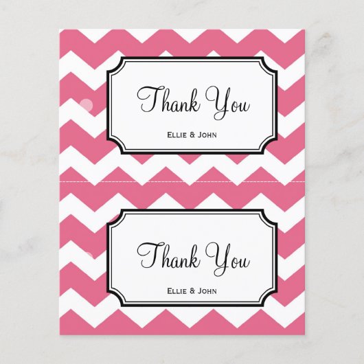 Grote roze chevron diy bruiloft cadeau label hange flyer (Voorkant)