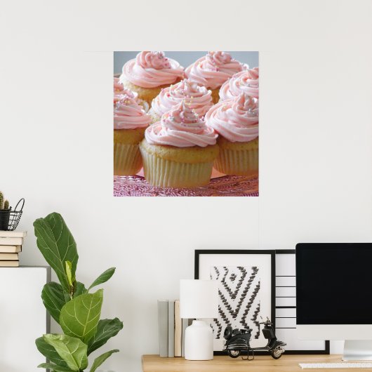 Grote roze cupcakes poster (Thuiskantoor)