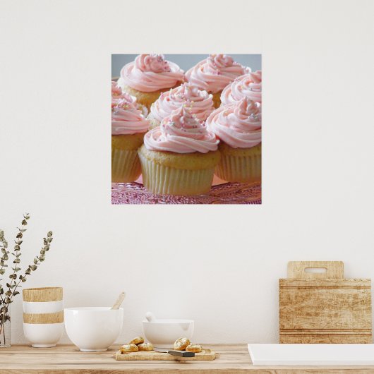 Grote roze cupcakes poster (Keuken)
