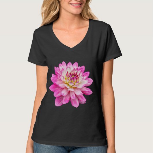Grote Roze Dahlia T-Shirt (Voorkant)