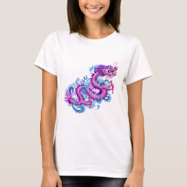 Grote roze draak met waterspiegel t-shirt
