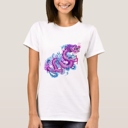 Grote roze draak met waterspiegel t-shirt (Voorkant)
