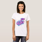Grote roze draak met waterspiegel t-shirt (Voorkant volledig)