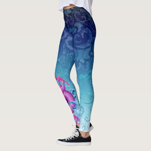 Grote roze draak op zwemwater leggings (Links)