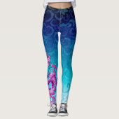 Grote roze draak op zwemwater leggings (Voorkant)