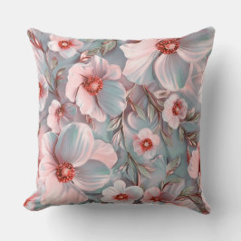 Grote roze en blauwe bloemen kussen