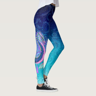 Grote roze en blauwe waterdraak op waterdragers leggings