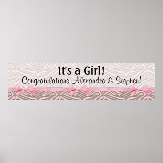 GROTE roze en bruine Baby shower banner Poster (Voorkant)