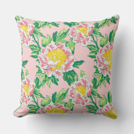  Grote Roze en Gele Pioenbloem Kussen