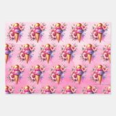 Grote Roze en Gouden Ijs Gouden Verjaardag Inpakpapier Vel (Voorkant 2)
