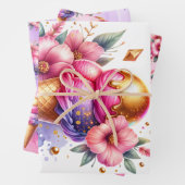 Grote Roze en Gouden Ijs Gouden Verjaardag Inpakpapier Vel (In situ)