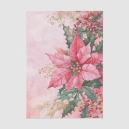 Grote roze en gouden poinsettia-art met bessen tissuepapier