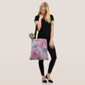 Grote roze en gouden rozen tote bag (Op model)