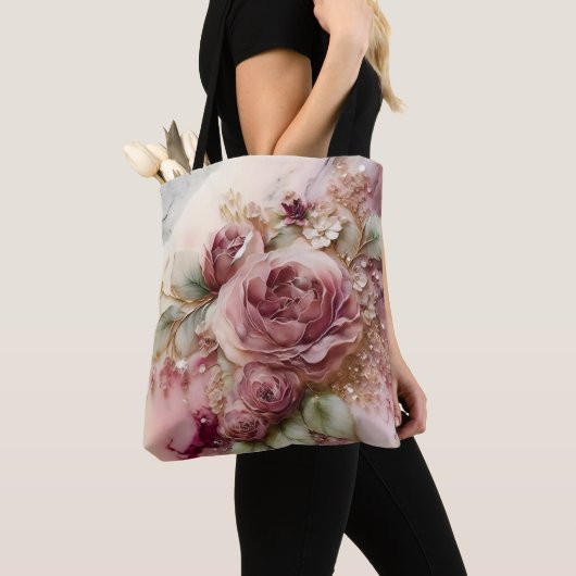 Grote roze en gouden rozen tote bag (Dichtbij)