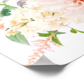 Grote roze Floral 13-tafel weduwenkaart Poster (Hoek)