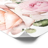 Grote roze Floral 14-tafel weduwenkaart Poster (Hoek)