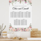Grote roze Floral 5-tafel weduwenkaart Poster (Keuken)