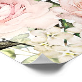 Grote roze Floral 8-tafel weduwenkaart Poster (Hoek)