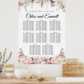 Grote roze Floral 8-tafel weduwenkaart Poster (Keuken)
