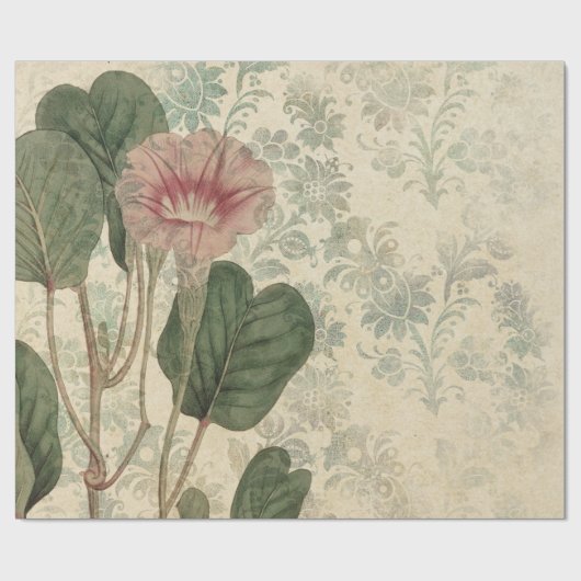 Grote  roze Floral Cadeaupapier (Vlak)