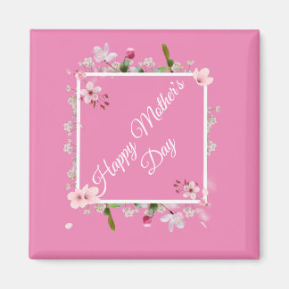 Grote roze florale Happy Moederdag Magneet